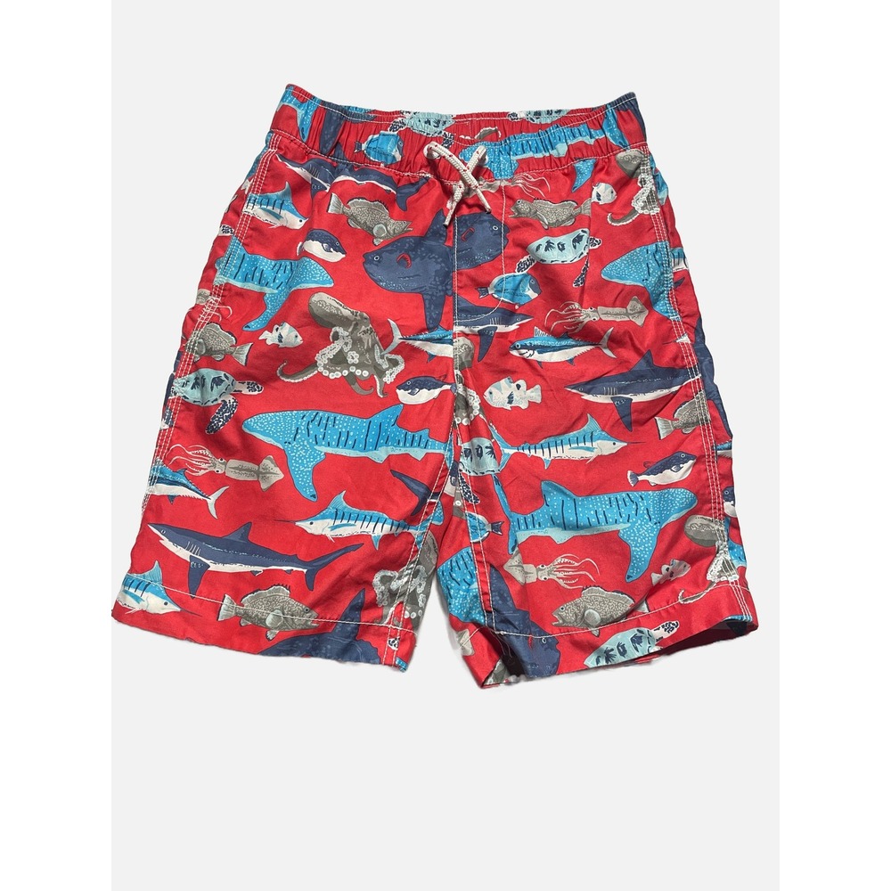 Gap Swim Trunks Kids M Red Shark Sea Creature Print Beach Board Shorts